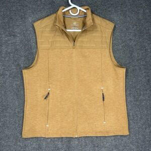 Southern Tide Vest Mens Medium Brown Coligny‎ Quilted Zip Pockets Preppy Golf